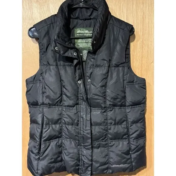 Eddie Bauer Goose Down Black Puffer Vest In Medium - Picture 1 of 4